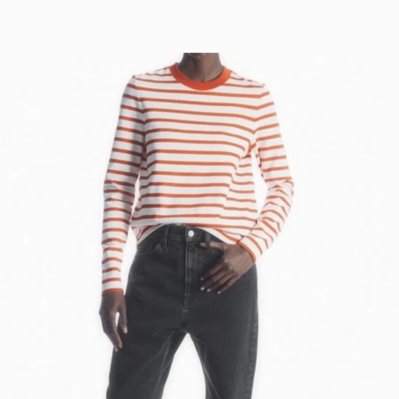 COS Long Sleeve Top in Orange and White Stripes - Picture 3 of 6